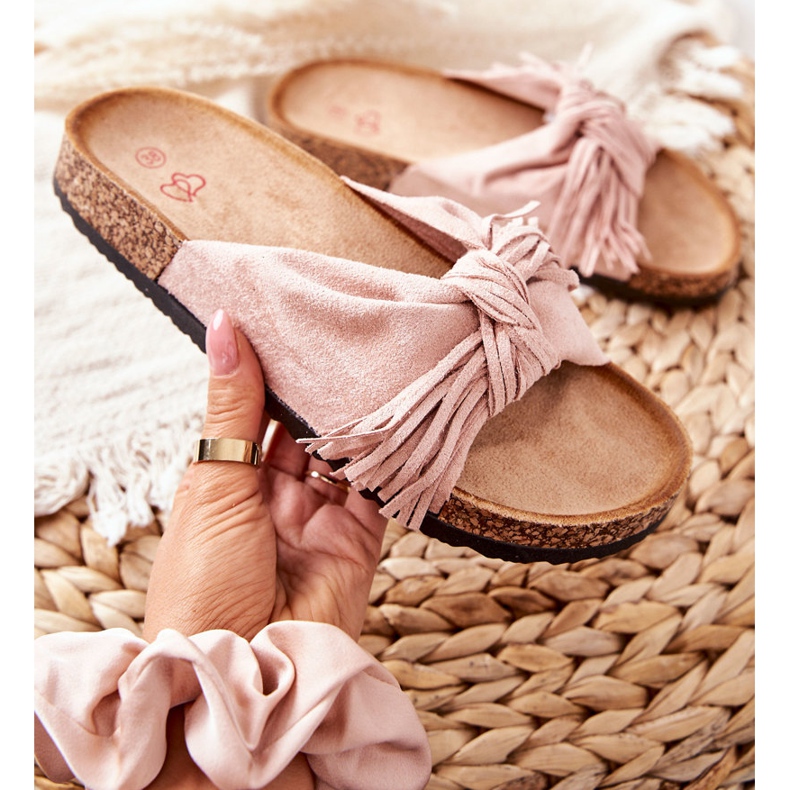 FW1 Růžové pantofle Taryne na korkové podrážce růžový 1