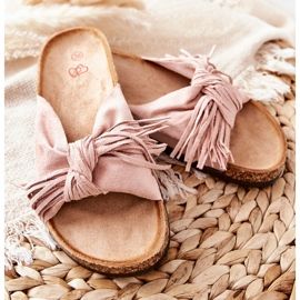 FW1 Růžové pantofle Taryne na korkové podrážce růžový 2