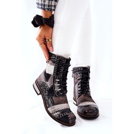 Boty Maciejka Grey Leather Jodhpur 05095-03 černý šedá 1