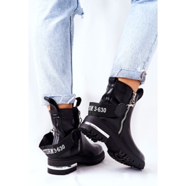 PS1 Černé teplé kožené boty Cortona se zipem černý 2