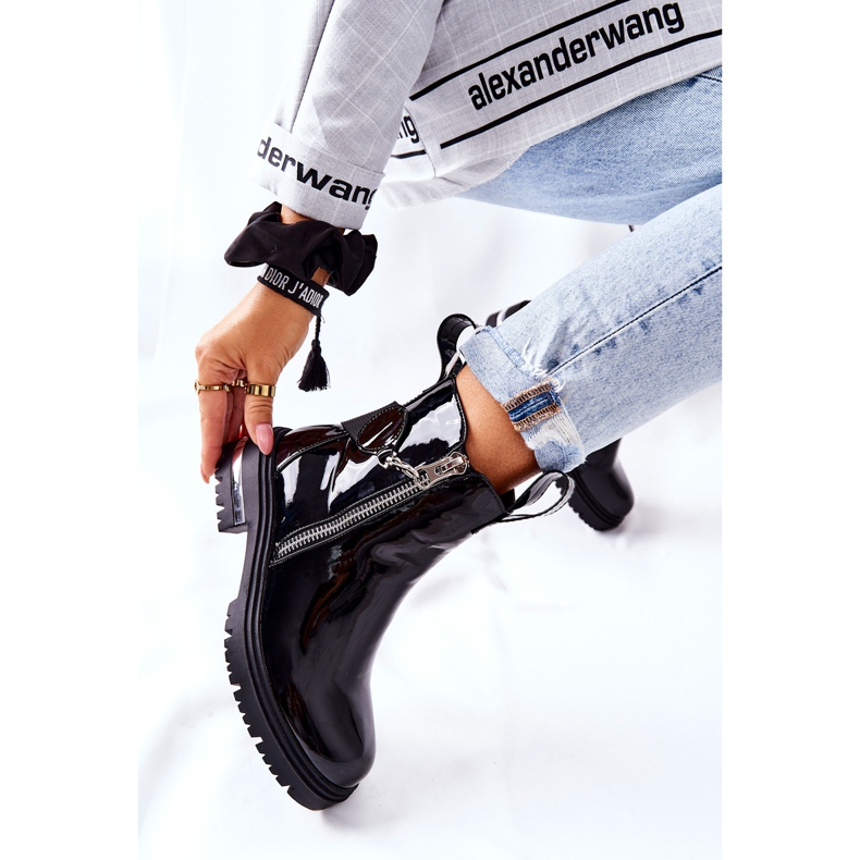 PS1 Kožené lakované teplé boty se zapínáním na zip Cortona černá 1 PS1 Kožené lakované teplé boty se zapínáním na zip Cortona černá 1