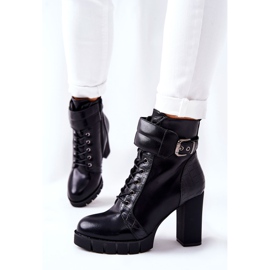 POTOCKI Boty na vysokém sloupku, černá svázaná faša 1