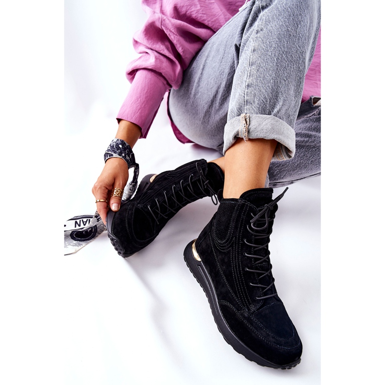 POTOCKI Sportovní tenisky s vysokým semišem černé Chocci černá 1