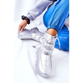 PE1 Dámské stříbrné hřejivé sněhové boty Starbone se zipem stříbrný 2