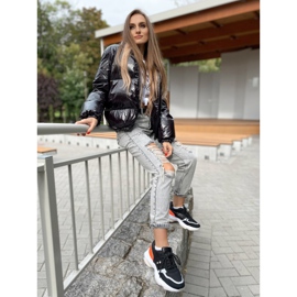 SHELOVET Pohodlné módní tenisky černá oranžový stříbrný 1