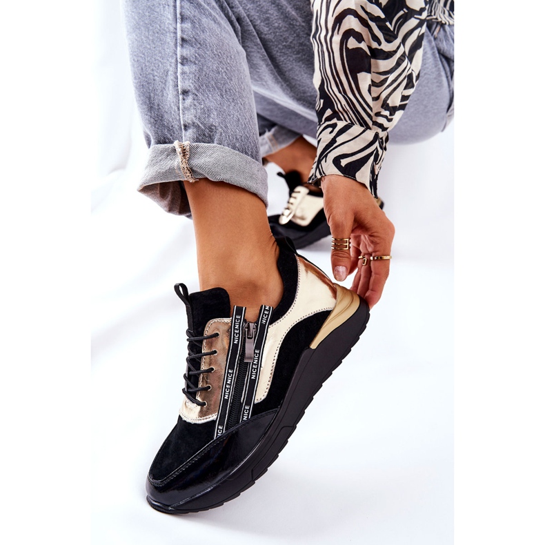 POTOCKI Kožené sportovní boty Tenisky Black Gold Minor černá 1