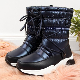 Nepromokavé sněhové boty Jr EVE324A tmavě modré bílý námořnická modrá 1