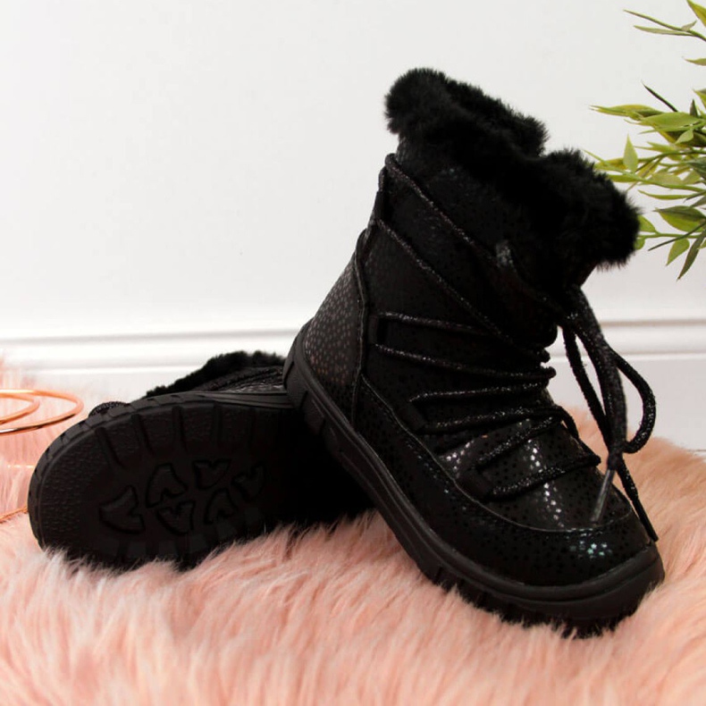 Zateplené boty Jr EVE325A černé bílý černá 2