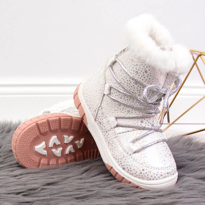 Zateplené kozačky Jr EVE325C bílé bílý 2