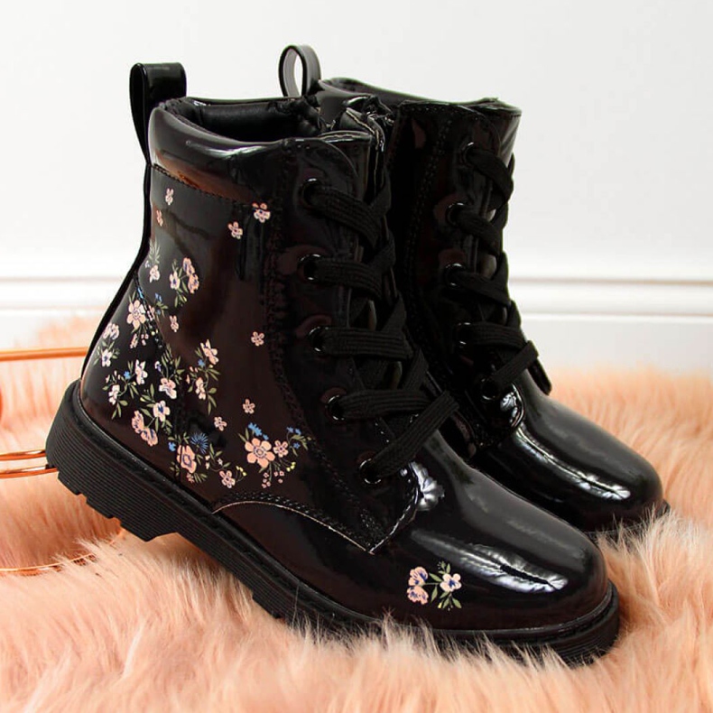 Černé holčičky zateplené Jr EVE326 bílý černá 1