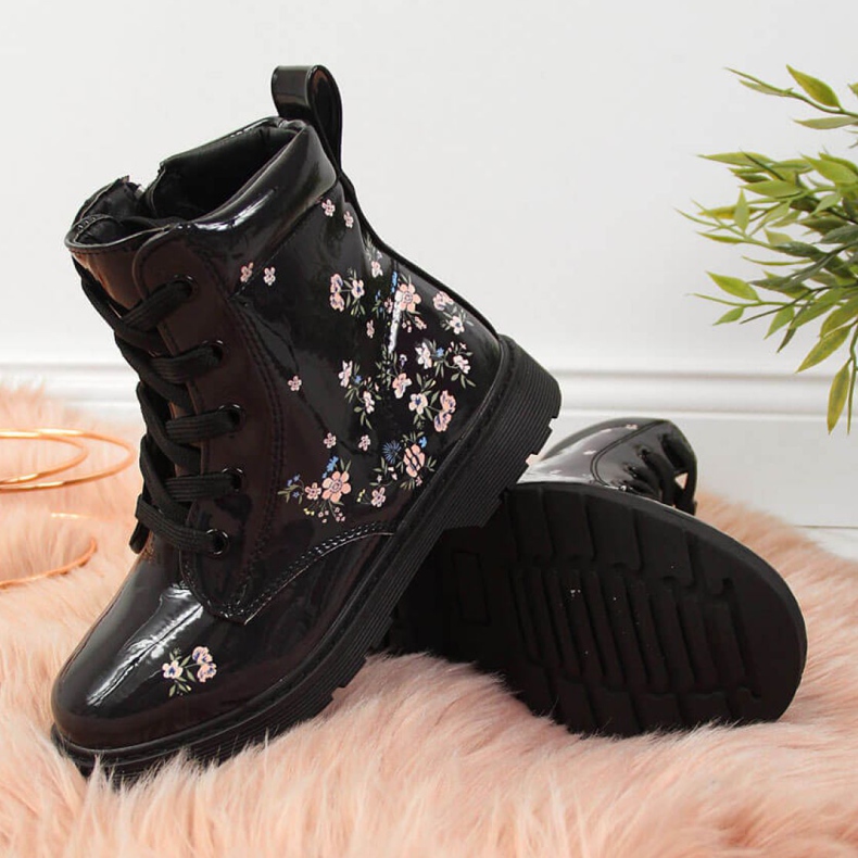 Černé holčičky zateplené Jr EVE326 bílý černá 2