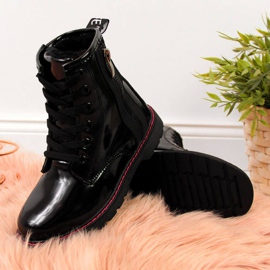 Zateplené lakované boty Jr EVE327A černé bílý černá 2