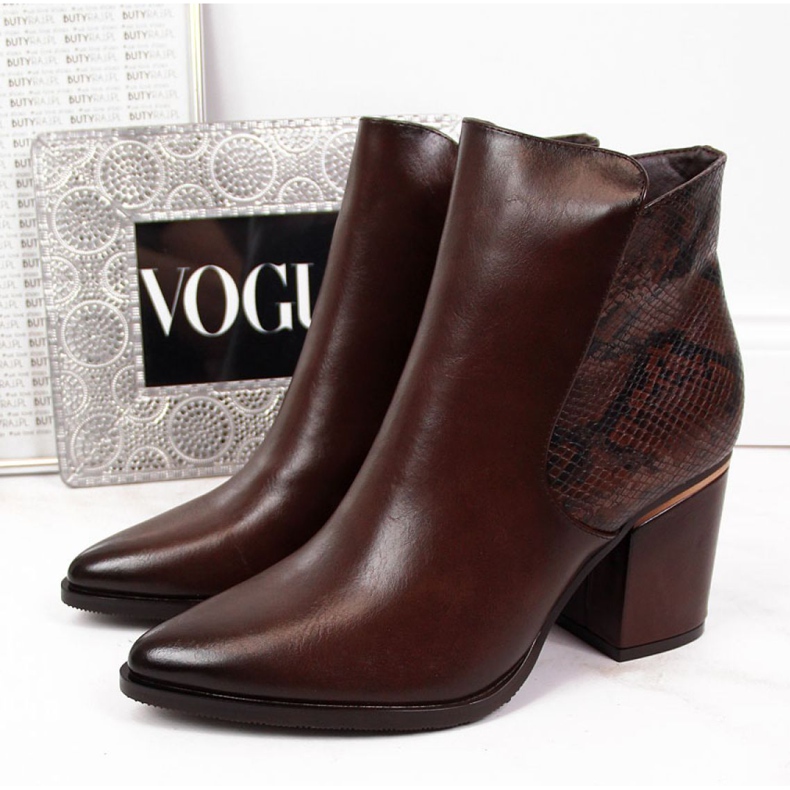 Boty zateplené hadí kůží Potocki W WOL31B hnědé hnědý 1