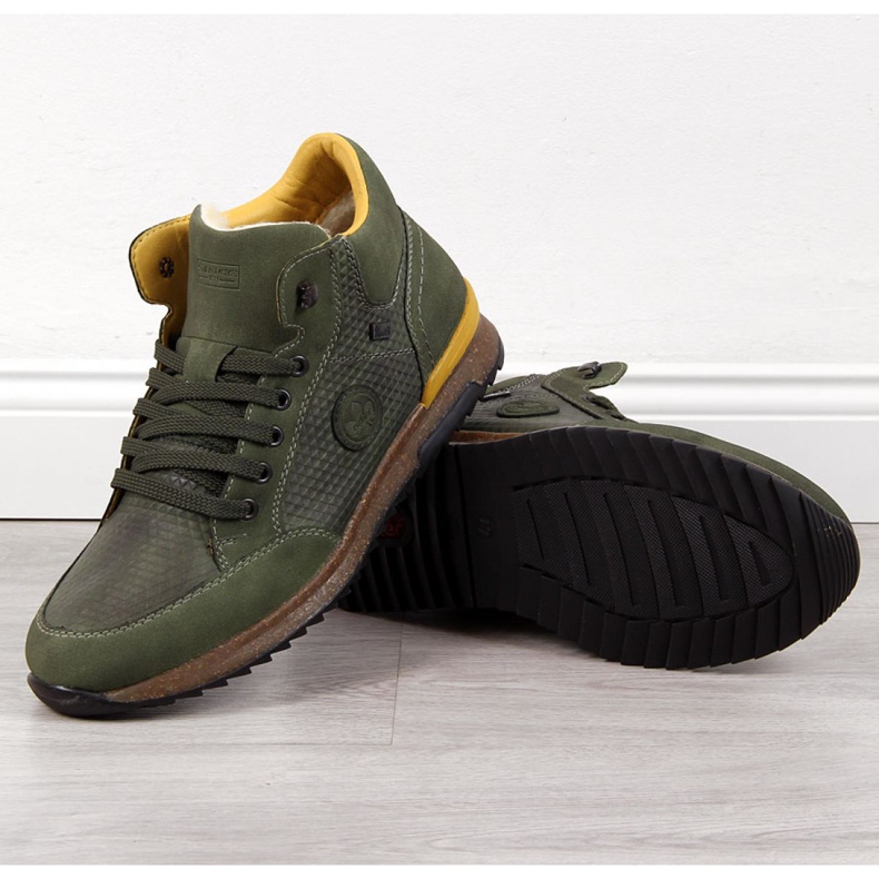 Kožené zateplené boty Rieker M R498 khaki zelený 1