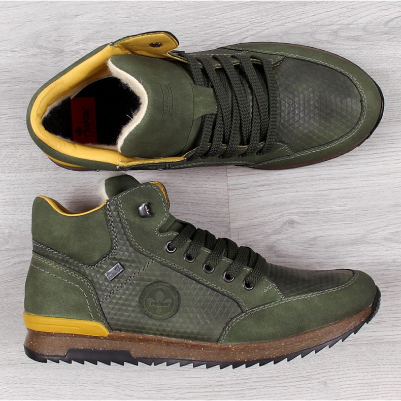 Kožené zateplené boty Rieker M R498 khaki zelený 2