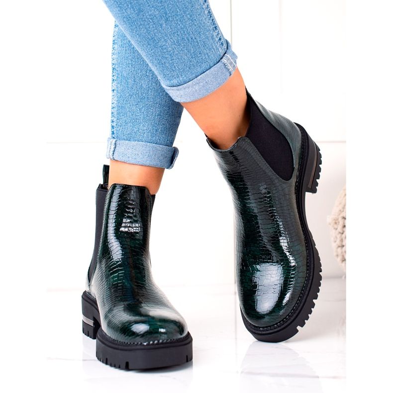 Lakované boty Łuska Sergio Leone TR746 Green zelená 2