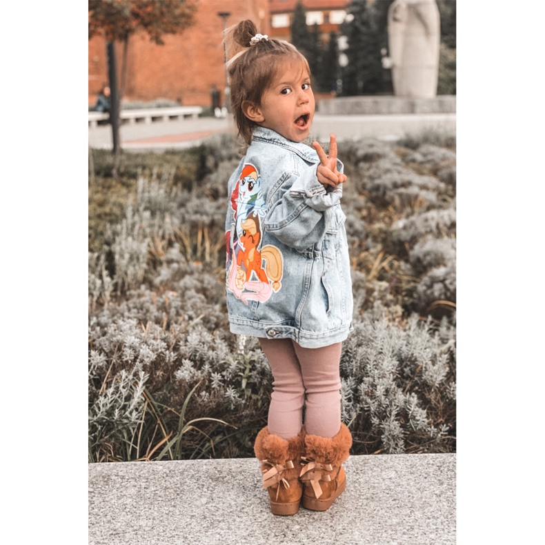 FR1 Dětské teplé boty s mašlemi D.Khaki Funky sněhové boty hnědý 2