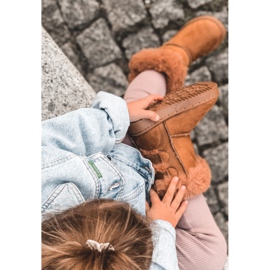 FR1 Dětské teplé boty s mašlemi D.Khaki Funky sněhové boty hnědý 1