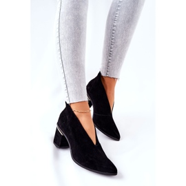 Kožené boty na vysokém podpatku Laura Messi Black 2344 černá 1