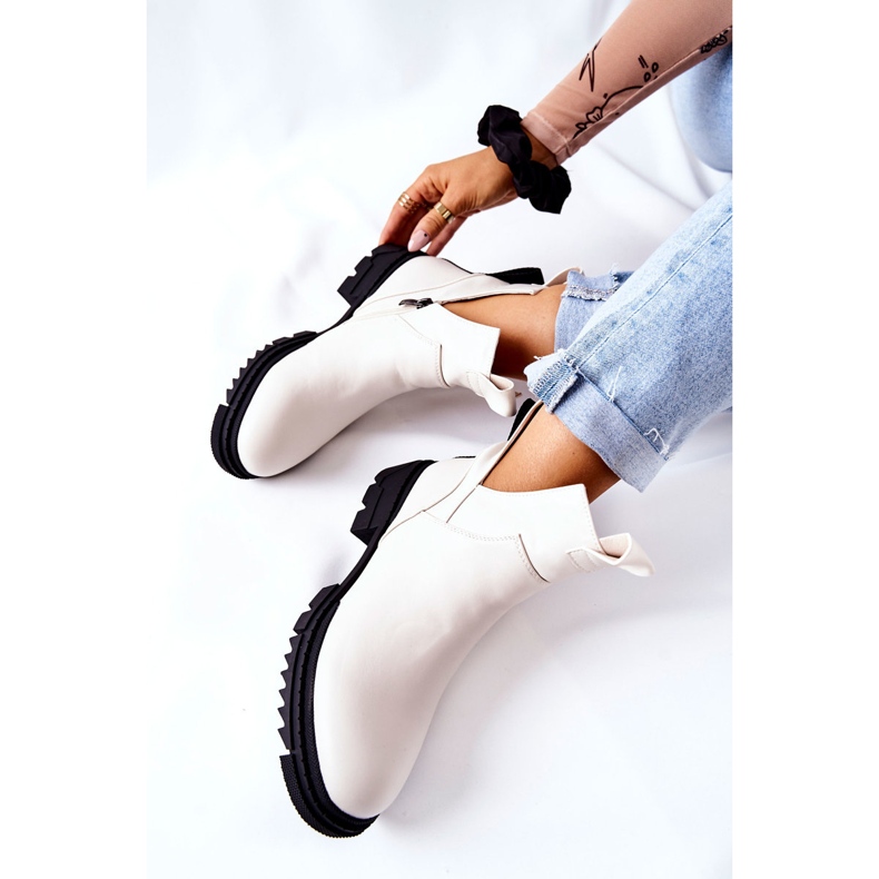 POTOCKI Bílé corano boty se zapínáním na zip bílý 1