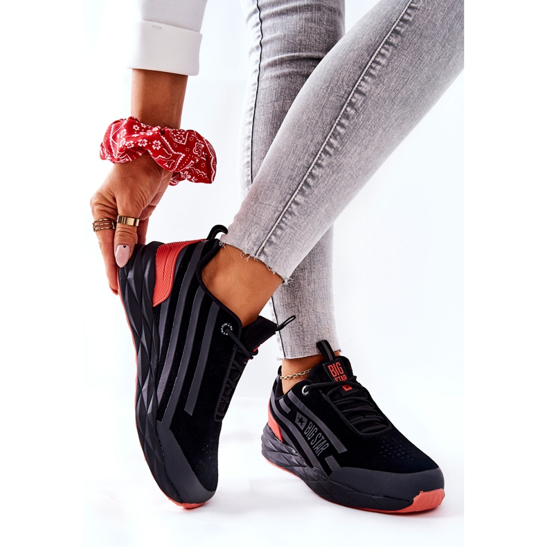 Kožené sportovní boty Big Star II274460 černé černá červené 2