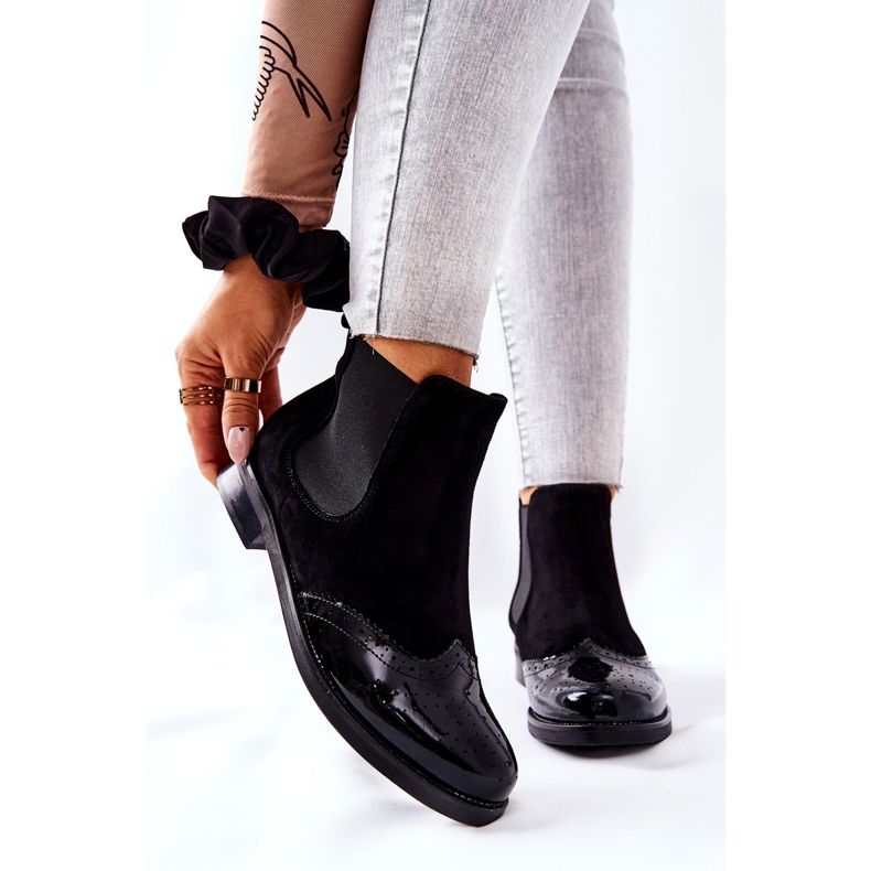 Kožené nazouvací boty Laura Messi Black 2096 černá 1