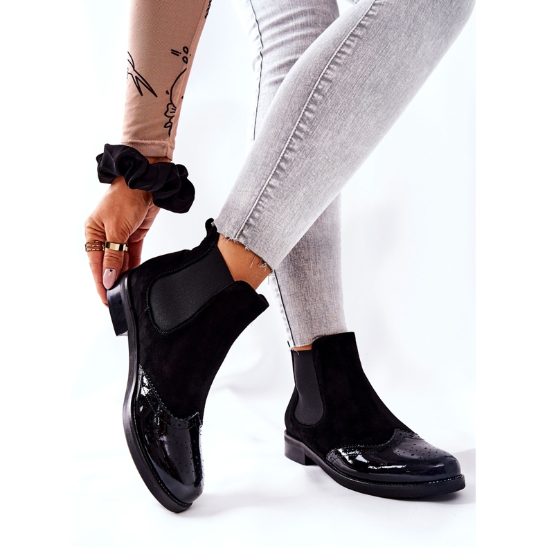 Kožené nazouvací boty Laura Messi Black 2096 černá 2