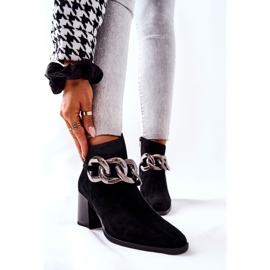 Kožené boty s řetízkem Laura Messi Black 2345 černá 1