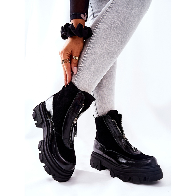 Kožené zateplené boty Laura Messi Black 2371 černá 2