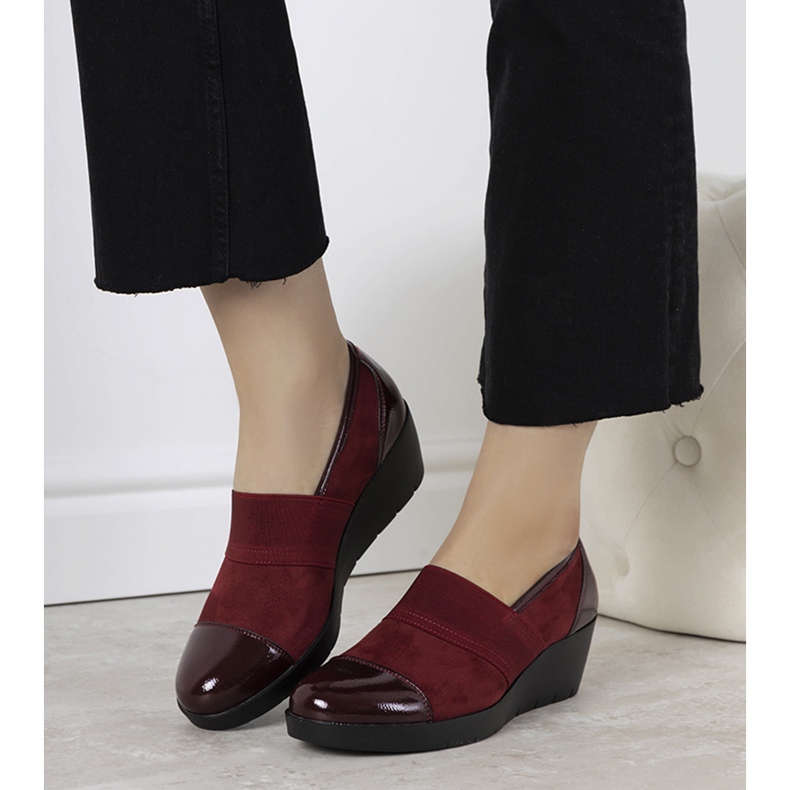 Kaštanová brogues na klínu Lirienne červený 1