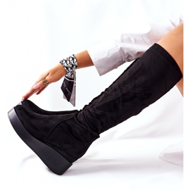 S.Barski Semišové klínové boty S. Barski Black Celina černá 5