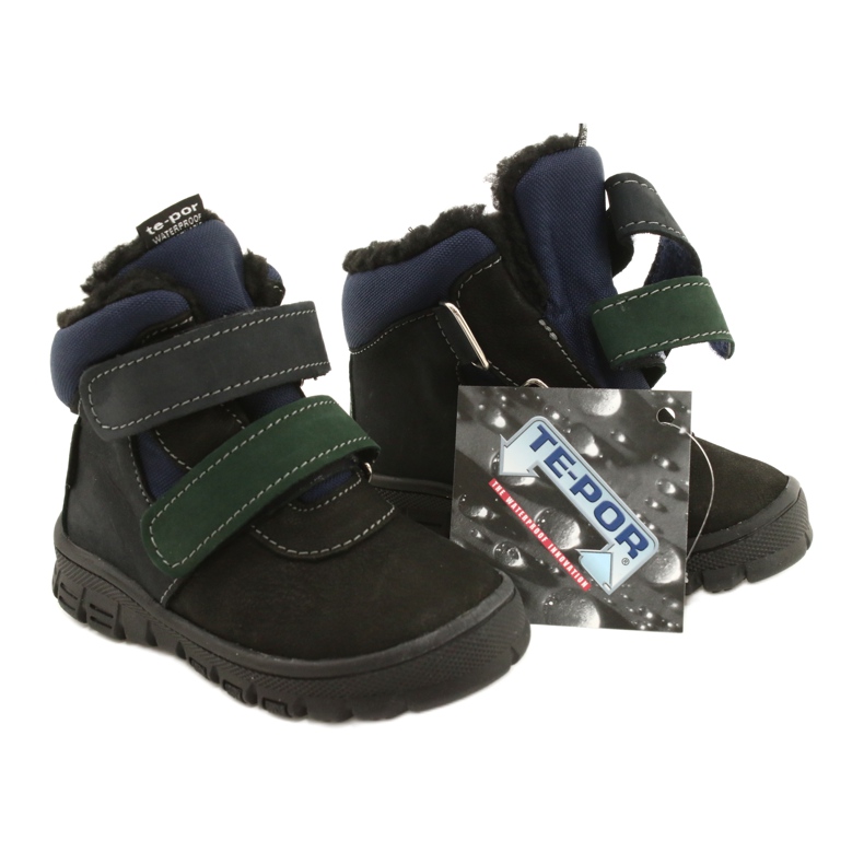 Chlapcovy boty s nepromokavou membránou Mazurek 1360 Black and Navy Blue černý 7