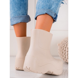 TRENDI Wellies na módní platformě bílý 2