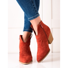 Lucky Shoes Kovbojské boty z červeného semiše červený 1