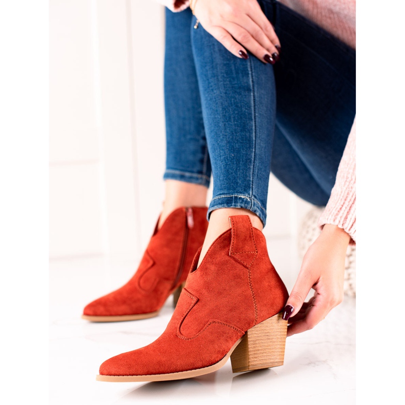 Lucky Shoes Kovbojské boty z červeného semiše 2