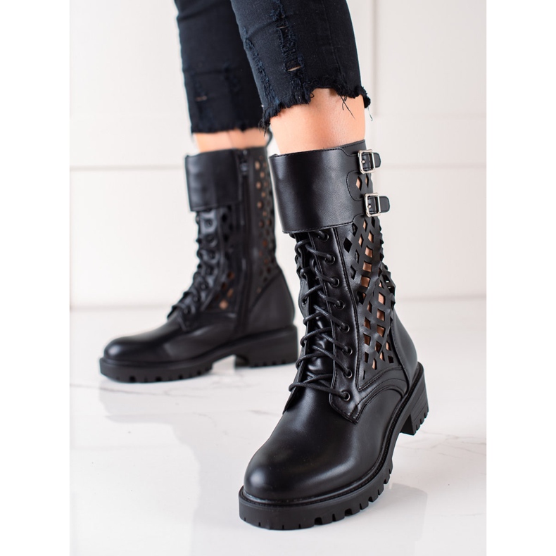 Sweet Shoes Módní prolamovaní pracovníci černá 1