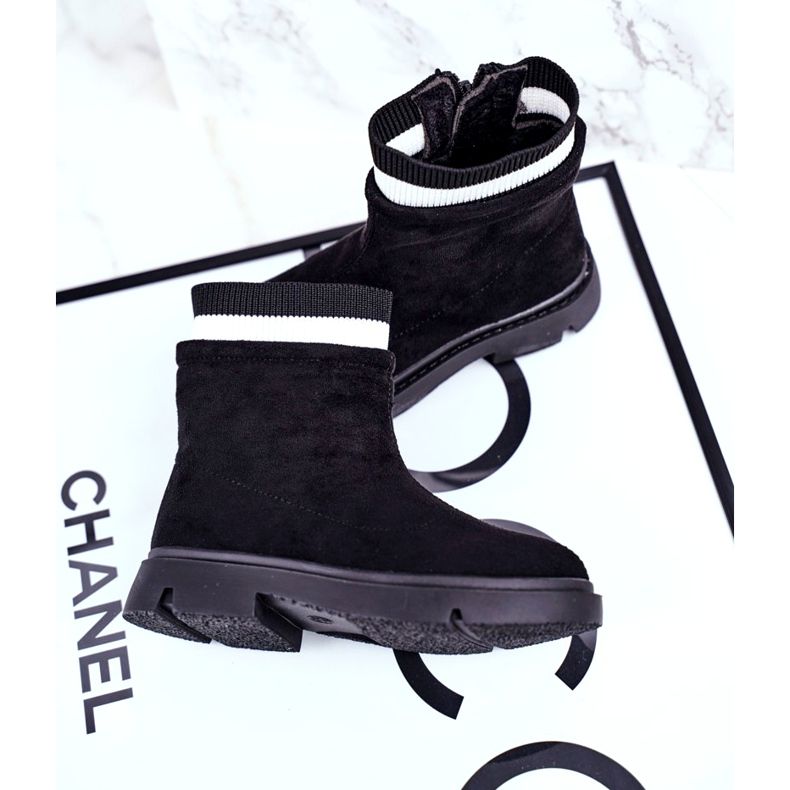 Apawwa Dětské černé teplé botičky Pinko černá 2