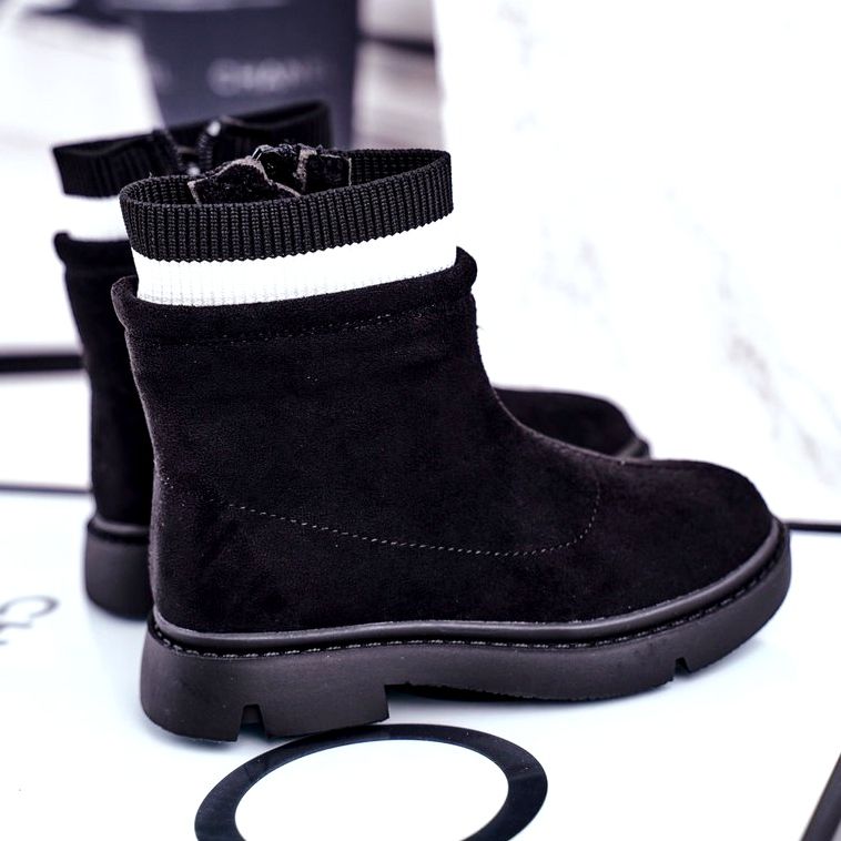 Apawwa Dětské černé teplé botičky Pinko černá 3