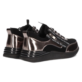 Kožené sportovní tenisky Filippo DP3149/21 BK GN, tmavý nikl černá 4