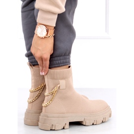 Ponožkové boty s řetízkem JX81P Khaki béžové béžový 2