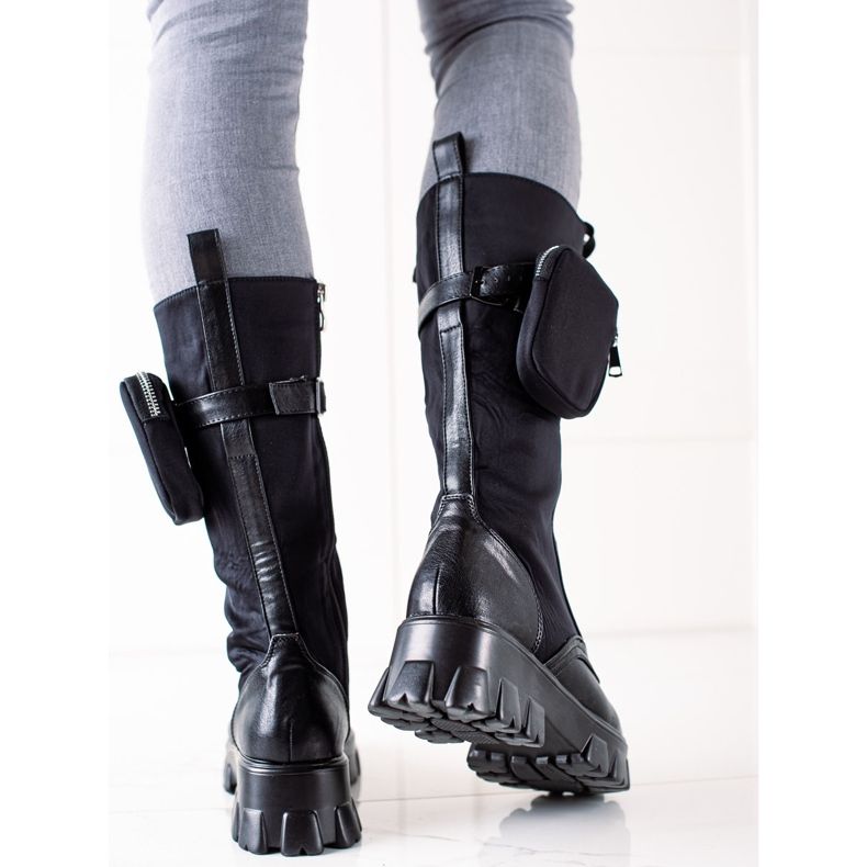 TRENDI Vysokí pracovníci s kapsou černý 1