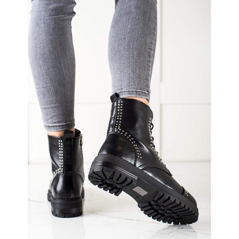 Super Me Klasické boty na boty vyrobené z ekologické kůže černá 1