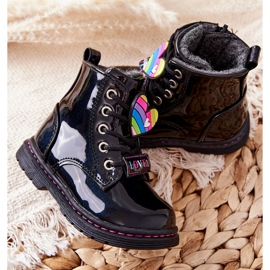 PE1 Lakované boty zateplené vlněným černým Anlonem černá ['černá'] 4