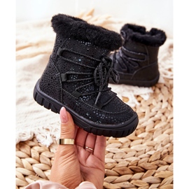 PE1 Černé teplé sněhové boty s kožešinou černá 3