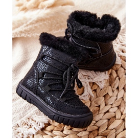 PE1 Černé teplé sněhové boty s kožešinou černá 4