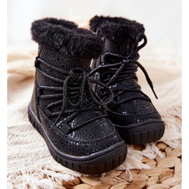 PE1 Černé teplé sněhové boty s kožešinou černá 1