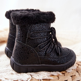 PE1 Černé teplé sněhové boty s kožešinou černá 2