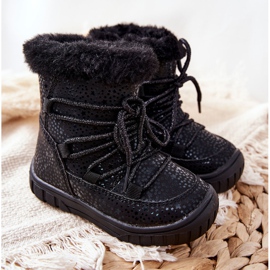 PE1 Černé teplé sněhové boty s kožešinou černá 6