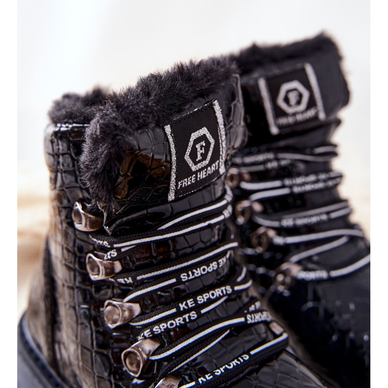 Dětské černé kožešinové boty Doreen černý černý 1