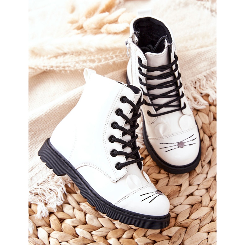 Teplé boty dělníci na bílou pěnu na zip bílý 1